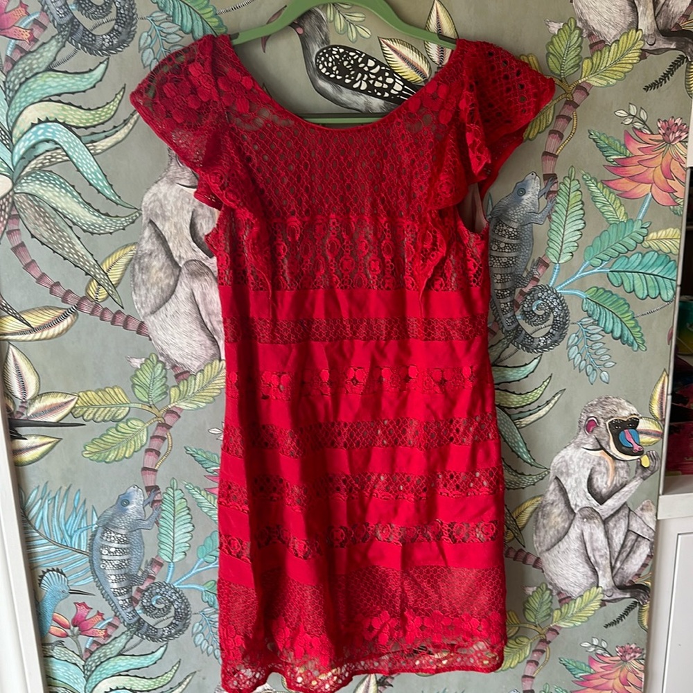 Red mixed media dress